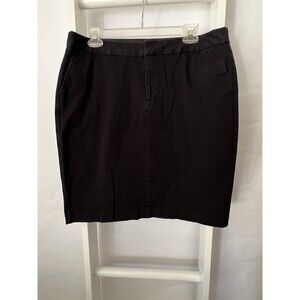 Gap Skirt Womens 12 Black Stretch Heavy Weight Chino Zipper Side Pockets 21 in